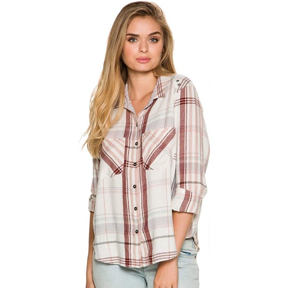 Free People Tops - Free People Wesley Plaid Flannel Boyfriend Shirt
